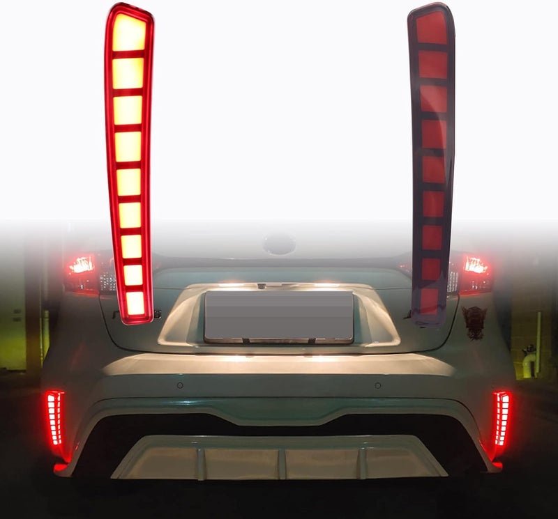 PGTOPONE Red LED Rear Bumper Reflectors Fog Brake Tail Light Sequential Turn Signal Lamps Accessories Kit For 2020 2021 2022 2023 Toyota Corolla L LE SE (Rear Fog Light) - Image 1